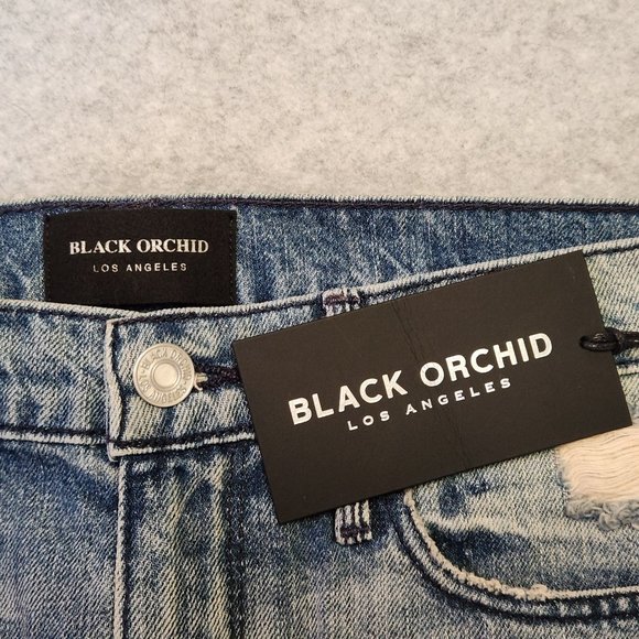 BLACK ORCHID Denim Destroyed Raw Hem Mini Skirt - Size 26 - NEW w/ TAGS - Picture 8 of 8